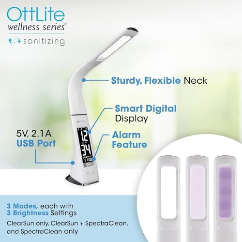 OttLite Thrive ClearSun LED Lamp with USB, White - Image 2