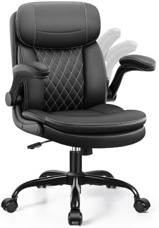 Leather Office Chair, Computer Desk Chair with Dual Back Support by StellaMia