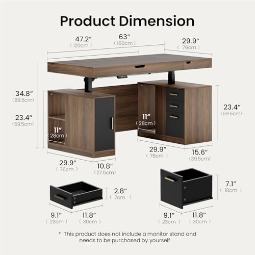ModernMate 63" Executive Standing Desk with Hidden Storage, 3 Drawers - Image 2