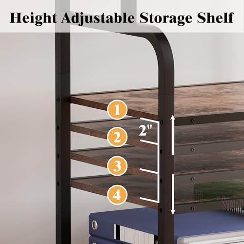 Unionly Large Rolling Printer Stand with Height Adjustable Shelf and Wheels - Image 3