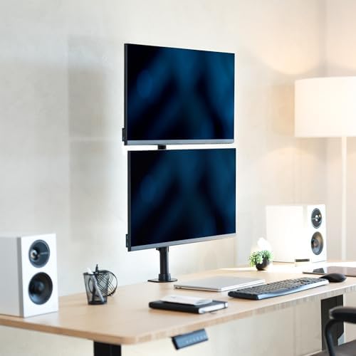 VIVO Dual Monitor Desk Mount Stand with Height Adjustment and VESA Plates for 2 LCD Ultrawide Screens up to 34 inches, Stacked Array, STAND-V002R - Image 2