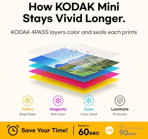 KODAK Mini 3 Retro 3x3 Portable Photo Printer, 4PASS, 38 Sheets, Yellow - Image 5