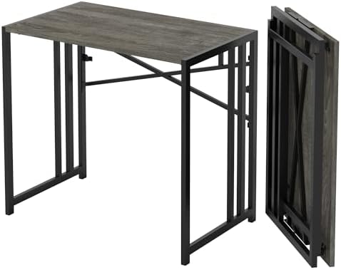 Lutown-Teen 35 inch Narrow Folding Desk, Black Oak by Lutown-TeenHome