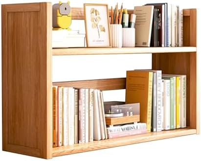 Wood Dorm Desk Hutch Organizer Shelf 2 Tier Desktop Bookshelf Workspace Organizers Storage Display Rack for Office Home Dormitory(Natural,2 Layers_70CM/27.6IN) by JOSIAHCQ