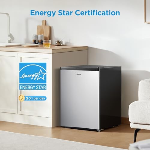 Midea WHS-87LSS1 Refrigerator, 2.4 Cubic Feet, Stainless Steel - Image 4