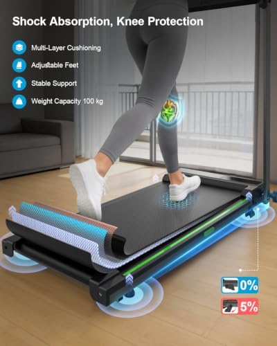 Treadmills for Home, Walking Pad with Incline, Caminadoras para Hacer Ejercicio, 0.6-6.2 MPH Portable Foldable Under Desk Caminadora, Eléctrica Casa Tredmill, Folding Compact Running Machine - Image 5