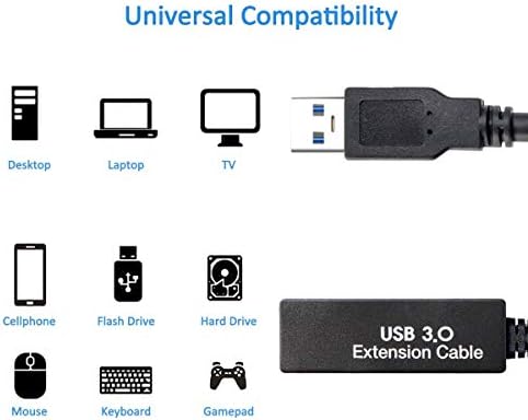 32Feet USB 3.0 Extension Cable,Type A-Male A-Female Extender Cord, With 2 Expansion Chipset Signal Boosters, Compatible With Oculus Quest 2 VR, Xbox, PS4,Webcam,Printer, Hard Drive,USB HUB Etc. - Image 2