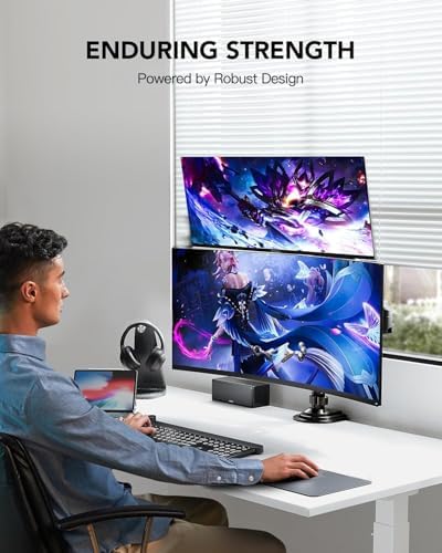 HUANUO 17-32 Inch Dual Monitor Stand, Vertical Dual Monitor Mount, Monitor Stand 2 Monitors, Ergonomic Adjustable Tilt/Swivel/Rotate, Weight Max 19.8 lbs, VESA 75/100mm (Pack of 2) - Image 3