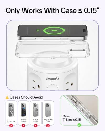 Power Strip with USB Ports,Extension Cord with Multiple Outlets (12AC+3A+2C), 6.5 FT Desk White Power Strip Tower Charging Station for Home, Office, College Dorm Essentials - Image 4