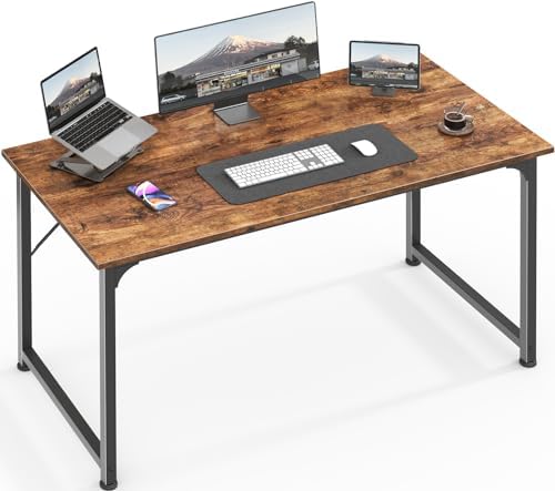 Huuger Computer Desk, 40 Inch Office Desk, Gaming Desk with Storage, Writing Desk Work Desk for Home Office, Study, Modern Simple Desk, Large Legroom, Metal Frame, Rustic Brown by Huuger