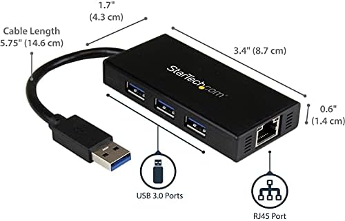 StarTech 3-Port USB 3.0 Hub 5Gbps with Gigabit Ethernet LAN Adapter, TAA - Image 6
