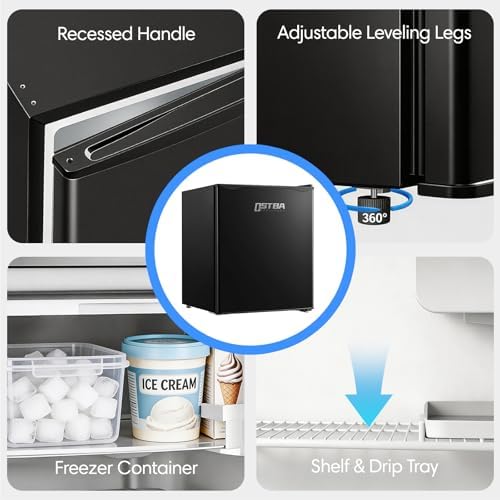 OSTBA 1.7 Cu.ft Mini Fridge with Freezer, Small Refrigerator, Black - Image 3