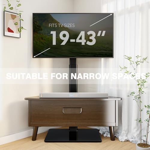 Universal TV Stand Monitor with Mount 100 Degree Swivel Height Adjustable and Tilt Function for 19 to 43 inch LCD, LED OLED TVs,Space Saving Standing Bedroom Living Room Corner,Black - Image 6