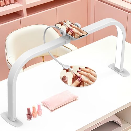 Half Moon Nail Desk Lamp with 5X Magnifier & Phone Holder by HOME