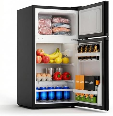 COWSAR 2.45 Cu.Ft Mini Fridge with Freezer for Bedroom, Office, Black by COWSAR