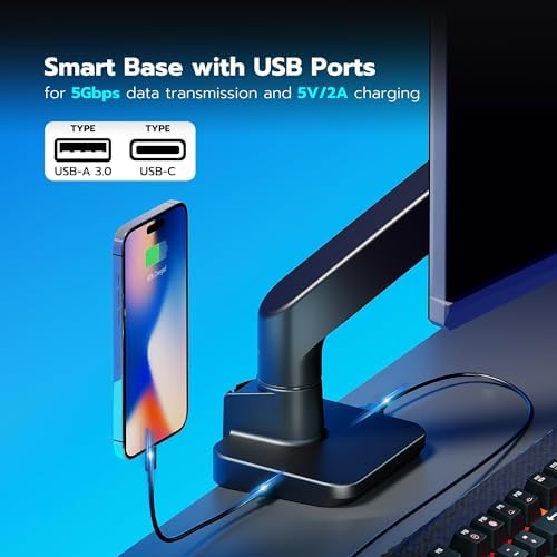 ARES WING Ultrawide Monitor Desk Arm with USB A/C for 17 to 49 Inch Screen - Image 5