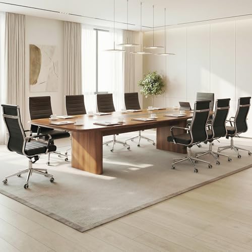Okeysen Office Desk Chair, Ergonomic Leather Modern Conference Room Chairs, Executive Ribbed Height Adjustable Swivel Rolling Chair for Home Office Set of 20. (Black) - Image 2
