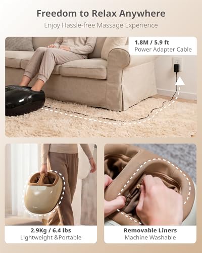 ibreo Shiatsu Foot Massager for Foot Neuropathy, Plantar Fasciitis, Pain Relief, Tired Relaxation, with Heat, Deep Rolling & Kneading Therapy, 360° Air Compression for Men Women Seniors Size Up to 13 - Image 5