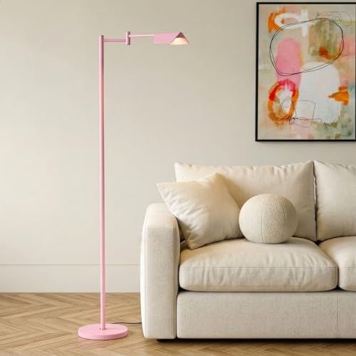 Brightech Leaf Pharmacy LED Reading Lamp, Dimmable Floor Lamp with Easy Rotation Over Chair or Desk for Living Rooms & Offices, Adjustable Standing Tall Lamp, for Sewing & Crafts - Matte Pink - Image 4