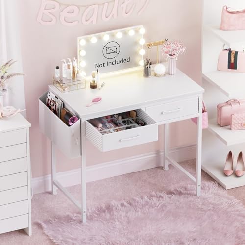DLisiting White Desk with Storage Drawers - 39 Inch Small Computer Desk with Drawers for Bedroom Home Office, Study Writing Vanity Table Without Mirror for Girls Small Spaces - Image 7