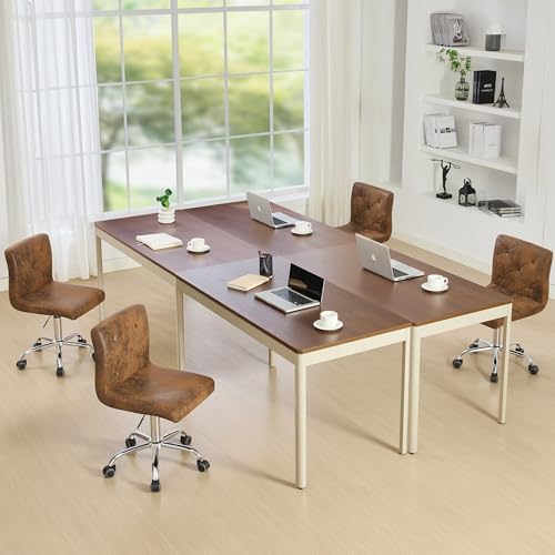 VECELO PU Leather Mid-Back Armless Desk Chair Adjustable Height 360° Rolling Swivel for Home Office Work, Dark Brown - Image 7