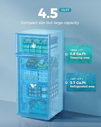 EUHOMY 4.5 Cu.Ft Mini Fridge with Freezer, 2 Door Mini Refrigerator, Black - Image 2