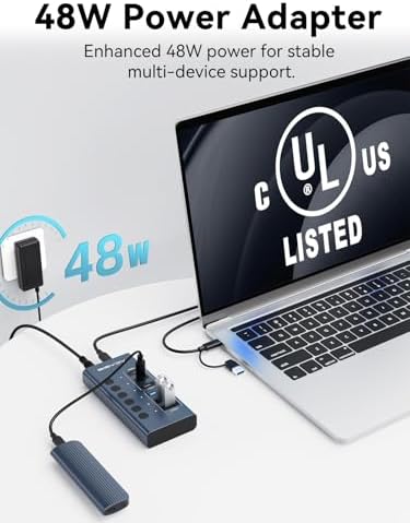 ACASIS 6 Ports Powered USB 3.2 Hub (3 USB-A 3.2 +3 USB-C 3.2), 10Gbps - Image 4