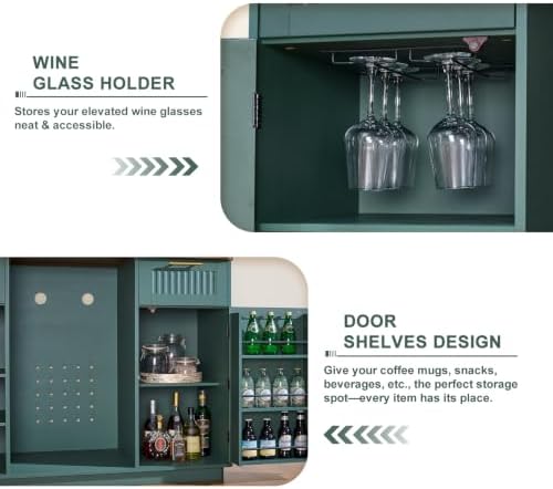 Okvnbjk Mini Fridge Cabinet with Storage & Power Outlet, Green - Image 3