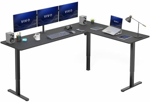 VIVO Black 84 x 63 in Corner Standing Desk, DESK-E3CTBB-84 by VIVO