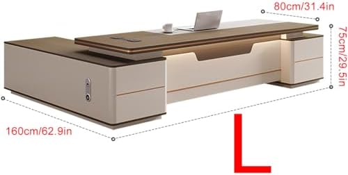 L Shaped Executive Desk with Drawers & Storage, Modern Wood Executive Office Desk Computer Table for Home Office Furniture Setup, Management Workstation for Workplace or Office(D-Left, L2.4M/94IN) - Image 2