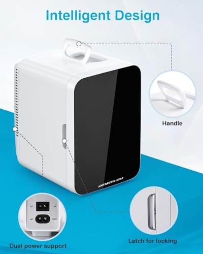 Antarctic Star Compact Mini Fridge, 10L Portable Small Refrigerator, 2.6 Gal Desktop Fridge with AC/DC Adapters, Small Cosmetics Cooler for Beverage, Food, Makeup, Bedroom, Office, Dorm, White - Image 4