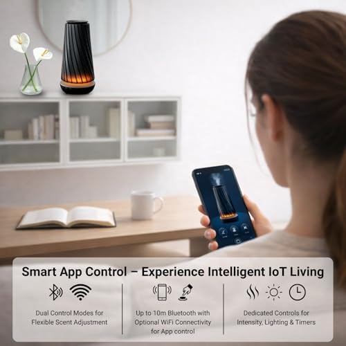 Black Pearl Smart Aroma Machine with Timer - Waterless Fragrance Oil Diffuser 100ml, Bluetooth and Manual Control, Whisper Quiet Operation, Rechargeable for Home, Office, Spa, and Hotel - Image 3