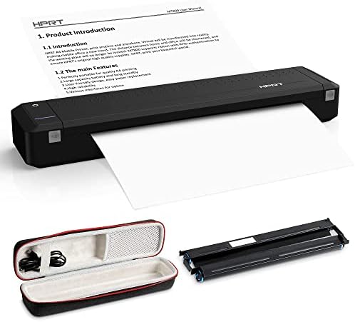 HPRT MT800 Portable Printer Wireless for Travel Bluetooth Android iPhones Laptops Printing with Case (MT800-Black) (Renewed) by Amazon+Renewed