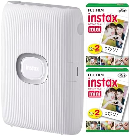 Fujifilm Instax Mini Link Smartphone Printer (Ash White) + Fuji Instax Mini Film (40 Sheets) - Instax Mini Link Printer Bundle by FUJIFILM