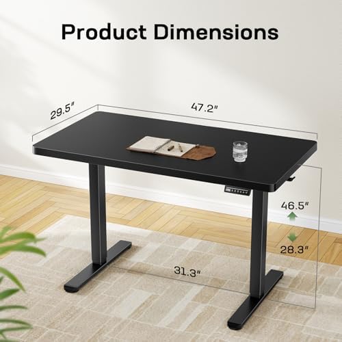 Marsail 48 x 30 Electric Standing Desk with One-Piece Desktop, Sit Stand Desk with Thickened Tabletop, Height Adjustable Stand Up Desk with Cable Management for Home Office(Frame+Desktop, 2 Packages) - Image 3