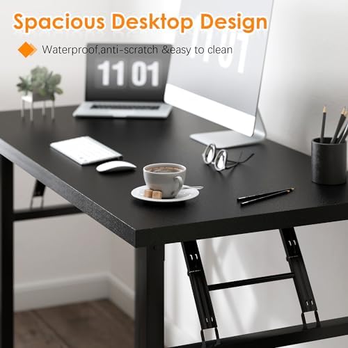 Need Office Computer Desk 54.3 Inch Sturdy Folding Laptop Table Black - Image 6