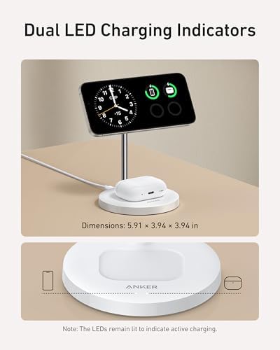 Anker MagGo 2-in-1 MagSafe Compatible Qi2 15W Wireless Charging Stand - Image 5