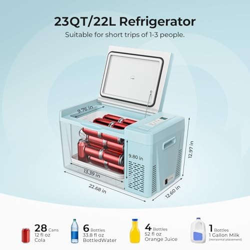 BougeRV 12v refrigerator 23 Quart, -8℉~50℉ Portable Freezer for Car, Green - Image 2