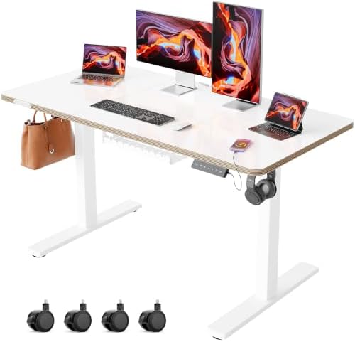 48 Inch Standing Desk with Wheels, USB-C Port, Cable Management by Unknown