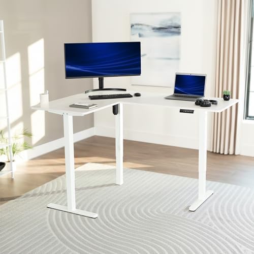 VIVO White 63 x 47 in Corner Standing Desk, DESK-E3CTW-47 - Image 2