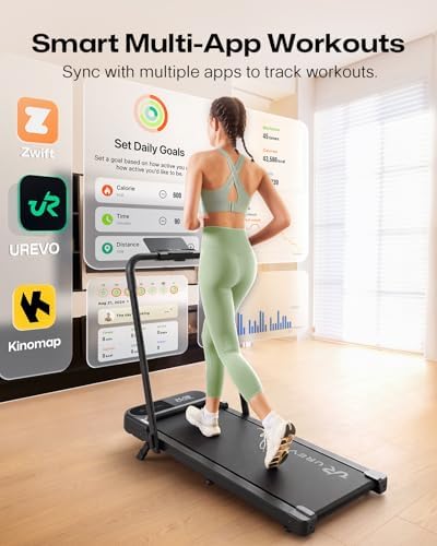 UREVO Strol 2E Pro Smart Walking Pad Treadmill with APP, 12% Incline, Compact Walking Pad with Safety Handle, Plug & Play, Desk Treadmill with LED Display, Walking & Running for Home Office - Image 2