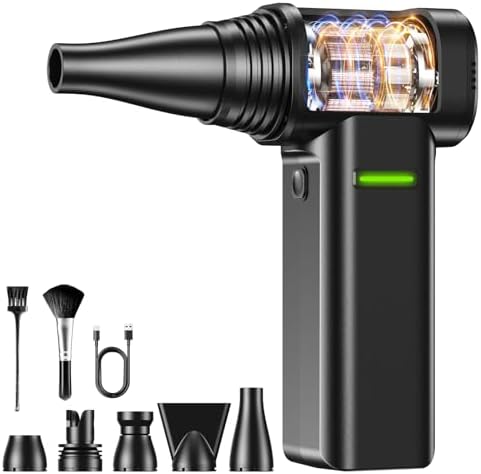 Compressed Air Duster, 300000RPM 500g Max Wind Pressure Cordless Rechargeable Electric Air Duster, Canned Air Duster for Computers, 4-Gear Turbo Dust Blower for Keyboard PC Outdoor Car by cllismakeslifeeasier