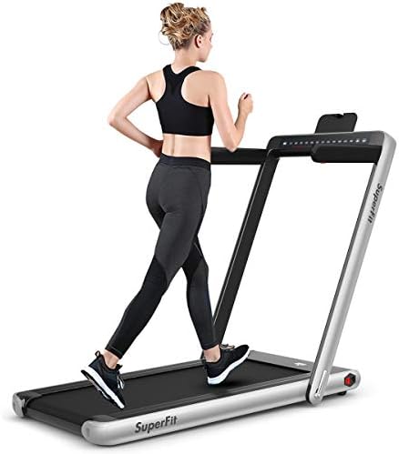 GYMAX Walking Pad, 2.25HP Dual Display Foldable Treadmill for Home with Remote/Smart App Control, Portable Compact Treadmill for Office Under Desk, Folding Running Machine for Small Spaces by GYMAX