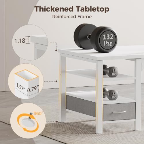 Mericonia 48" Computer Desk with Drawer, 1.2" Thick Reversible Office Desk - Image 4