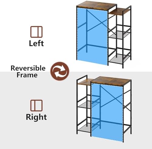 Mini Fridge Stand with Storage Shelves Dorm Microwave Stand Reversible - Image 5