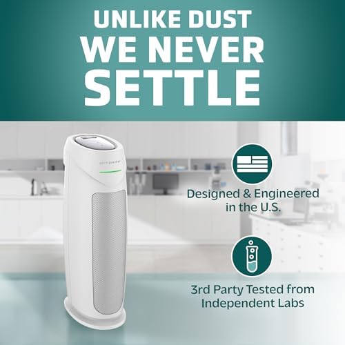 GermGuardian HEPA Indoor Large Room Air Purifier for Home - Pet Dander, Dust, Pollen, Smoke, and Odors in Bedroom, Office, and Kitchen - Air Quality Monitor and UV-C Light Combo - White - Image 6