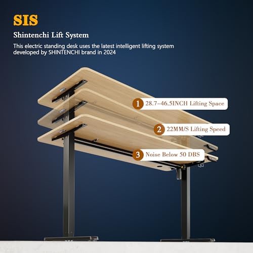 Shintenchi Standing Desk,55x24 Inch Height Adjustable Electric Sit Stand up Desk, Ergonomic Rising Computer Table, Modern Lift Gaming Desk Workstation for Home Office, White - Image 7