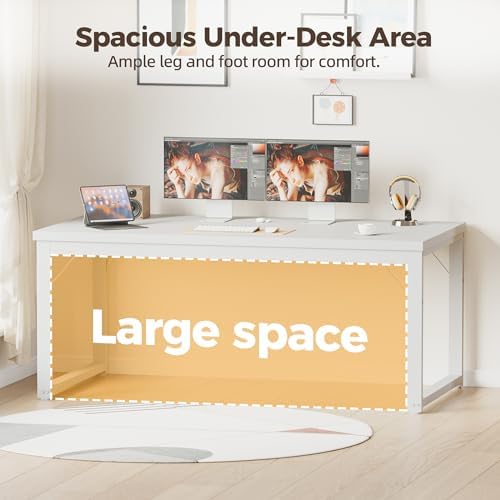 Mericonia 40 Inch Computer Desk, 1" Thick Small Office Table, White - Image 6