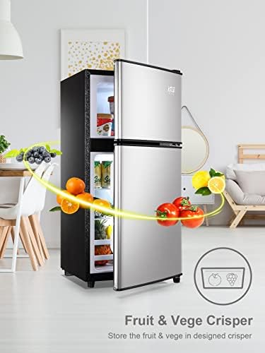Top-Freezer Refrigerator 3.5 Cu.Ft Mini Fridge with Freezer 2 Door Silver - Image 4