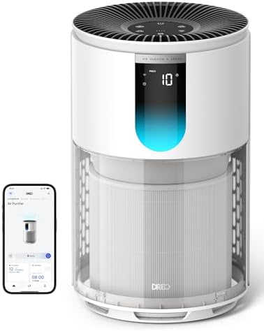 DREO Smart Air Purifier for Home, Up to 1176 ft², HEPA Sleep Mode, Air Cleaner for Large Rooms & Bedrooms, Wi-Fi/Voice/Alexa, Pets, Smoke, Dust, Pollen & Odors, PM2.5 Monitor, DR-HAP009S (Dreo 539S) by DREO